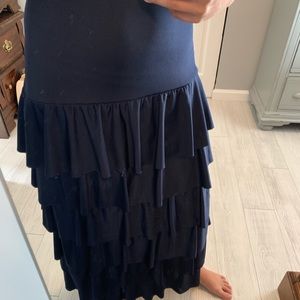 Navy ruffled skirt